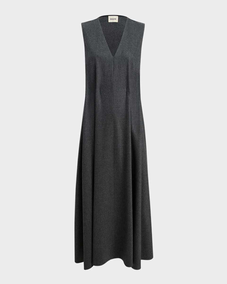 Syd V-Neck Sleeveless Wool Maxi Dress
